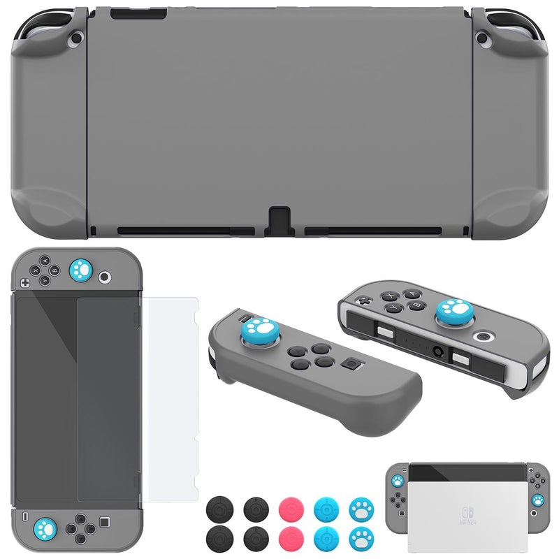 COMCOOL Dockable Case for Nintendo Switch OLED 2021 - Protective Cover Accessories for NS OLED and Joy-Con Controller with Screen Protector Thumb Grips -Gray - Image 1